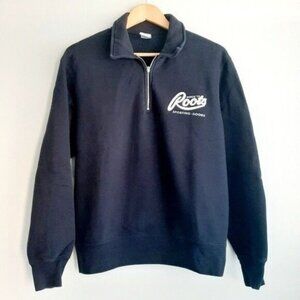 ROOTS Relaxed Fit Oversized Half-zip Cozy Sweatshirt Pullover Top Navy Sz S